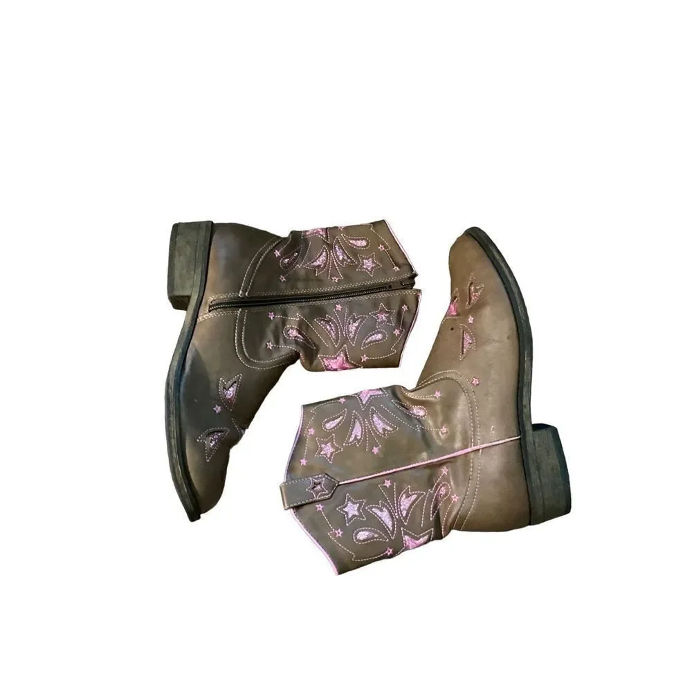 Wonder Nation Brown and Pink Cowboy Boots